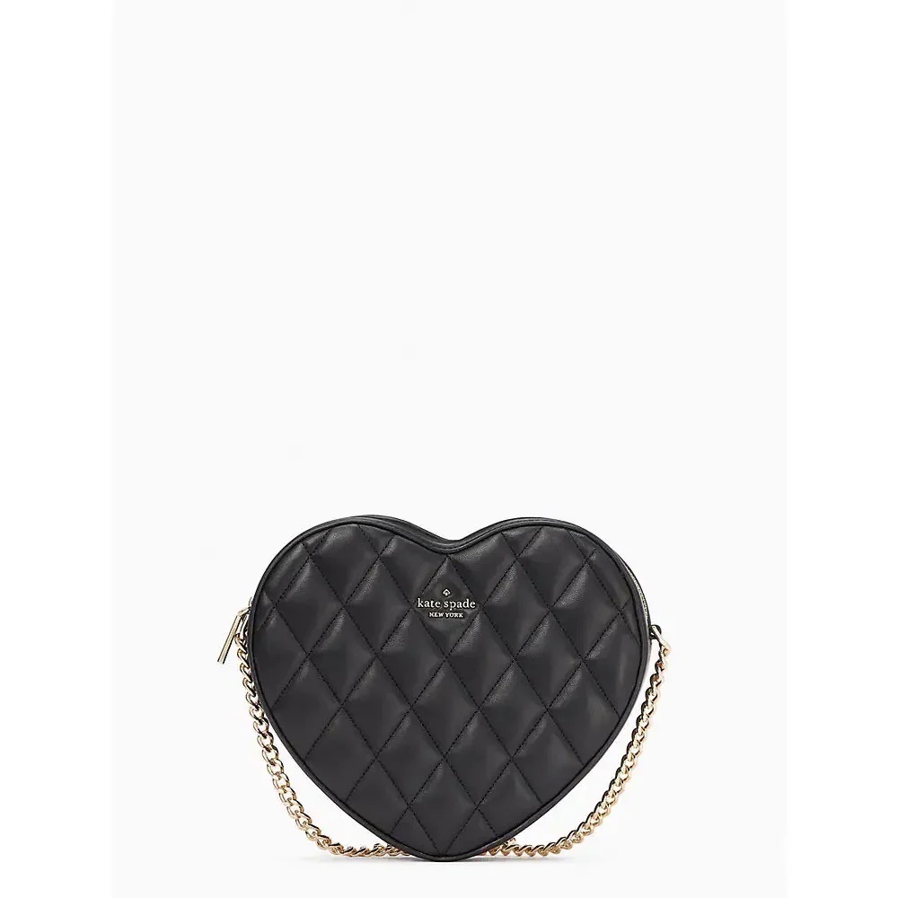 Kate Spade Black Quilted Heart Crossbody Bag